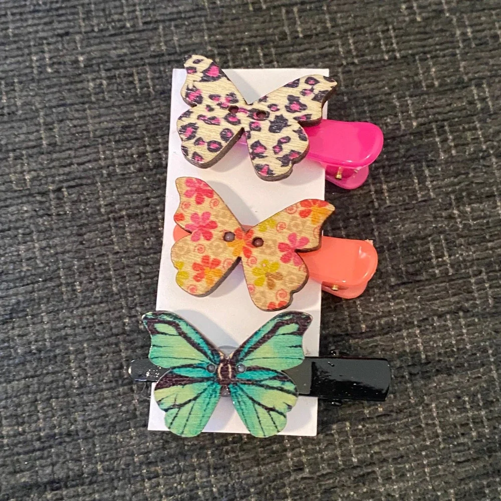 Unbranded Hair Clip Set Girls OS Multicolor New Butterfly Cat Floral Bow 12pc